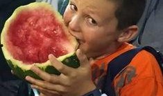 东北男孩吃瓜,瓜香四溢的欢乐时光